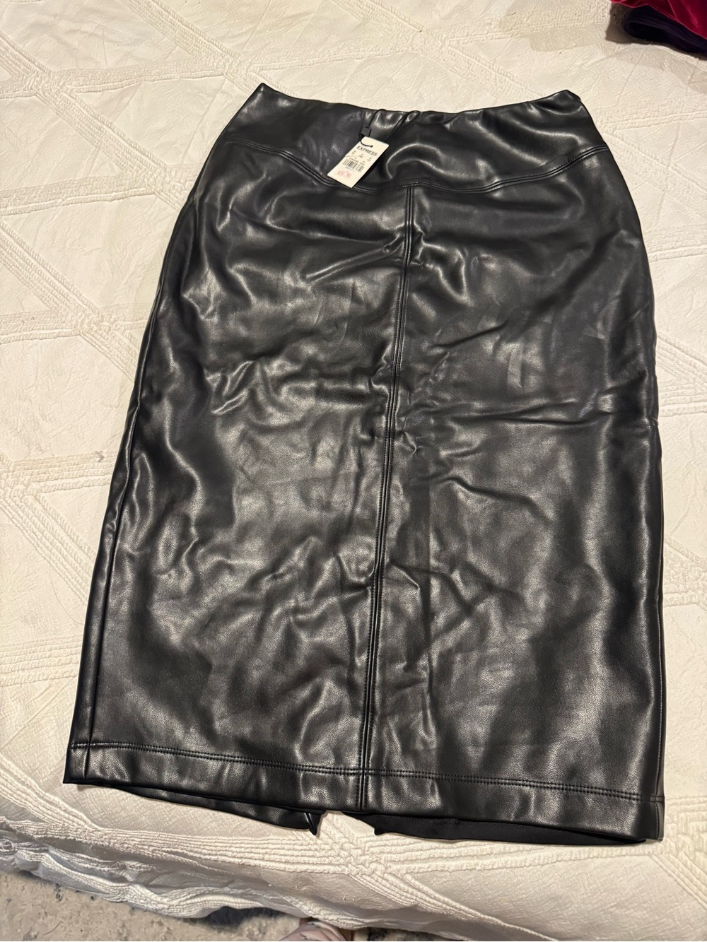 Express Black Faux Leather Pencil Skirt